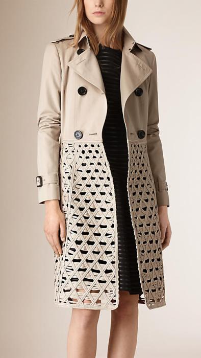 Woven Cord and Cotton Gabardine Trench Coat